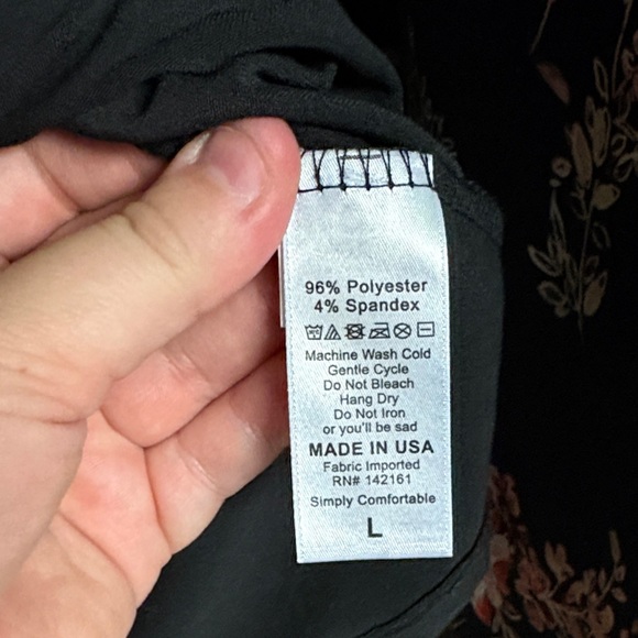 LuLaRoe L Solid Black Lynnae Women's Long Sleeve Top - Picture 8 of 9